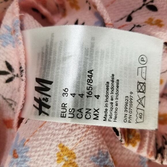 H&M Peach Floral Print Twist Front Crop Top - Picture 6 of 7